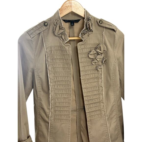 White House Black Market Military Jacket Khaki Size 2 Fitted Button Utility Chic - Picture 2 of 9